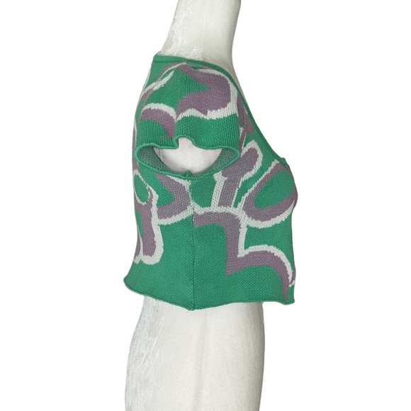 MANDINGA Picnic Cropped Green & Purple Sweater Knit Top Shrug - XS - Picture 6 of 11